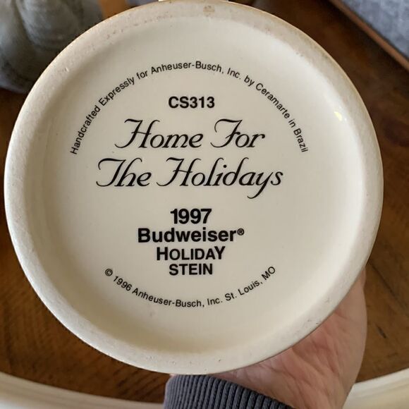 1997 Budweiser Beer 3D Stein HOME FOR THE HOLIDAYS Clydesdales Christmas Mug - Picture 8 of 11